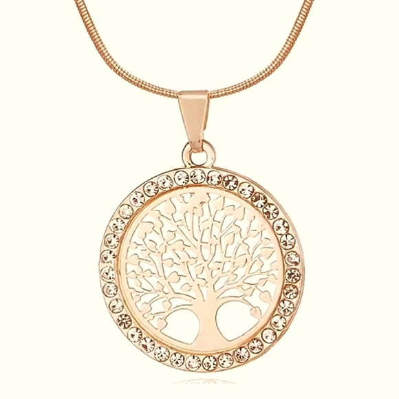 SILVER Tree of Life crystal cz Necklace adjustible Family Jewelry NEW - Picture 6 of 11